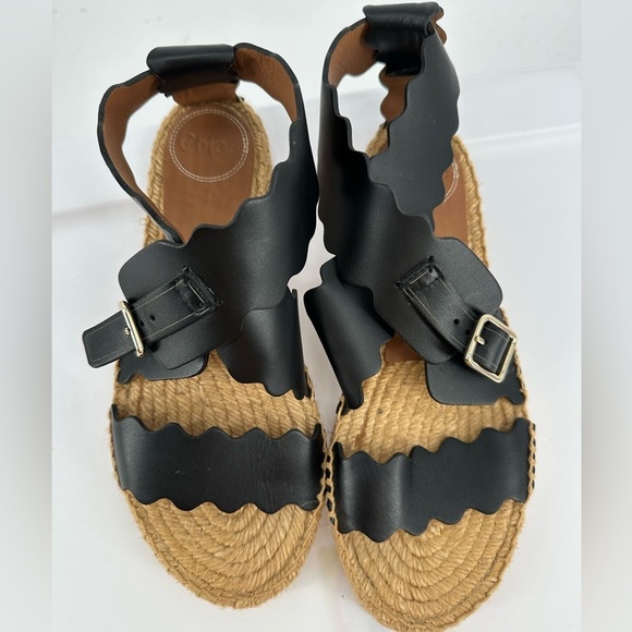 Chloe Lauren Scalloped Flat Espadrille Sandals - Picture 5 of 9
